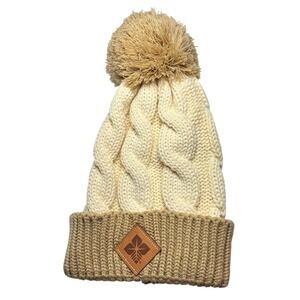 Richardson 141 Cable Knit Pom Beanie Hat Cream Tan Mens Womens One Size